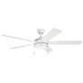 60" Kichler Starkk Matte White LED Ceiling Fan with Pull Chain