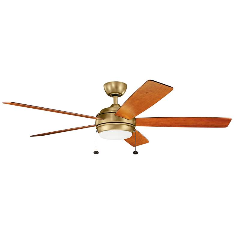 60&quot; Kichler Starkk Natural Brass LED Ceiling Fan with Pull Chain