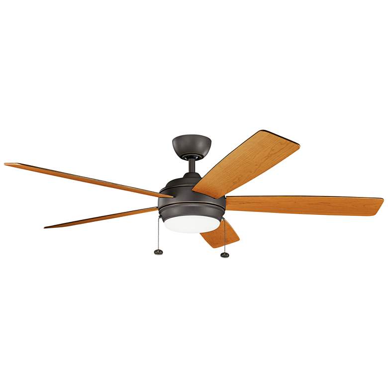 Image 2 60 inch Kichler Starkk Olde Bronze LED Ceiling Fan with Pull Chain