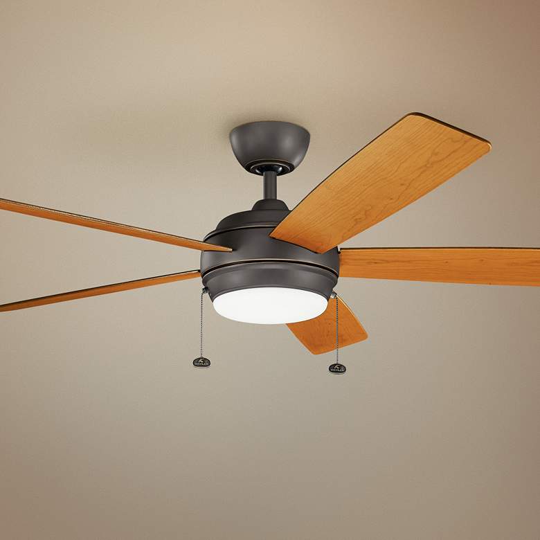 Image 1 60 inch Kichler Starkk Olde Bronze LED Ceiling Fan with Pull Chain