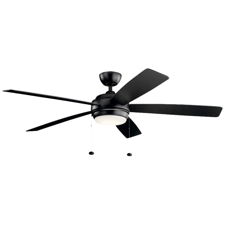 Image 1 60" Kichler Starkk Satin Black LED Ceiling Fan with Pull Chain