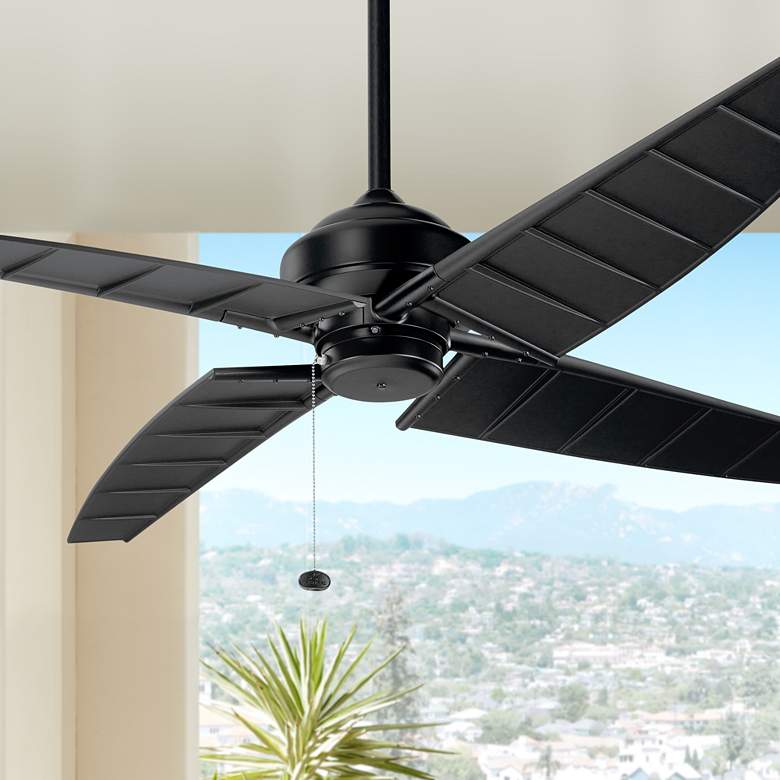 Image 1 60 inch Kichler Surrey Climates Black Wet Rated Pull Chain Ceiling Fan