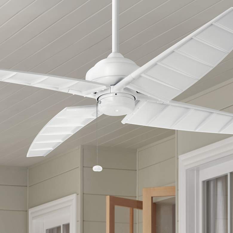 Image 1 60 inch Kichler Surrey Climates Matte White Ceiling Fan with Pull Chain
