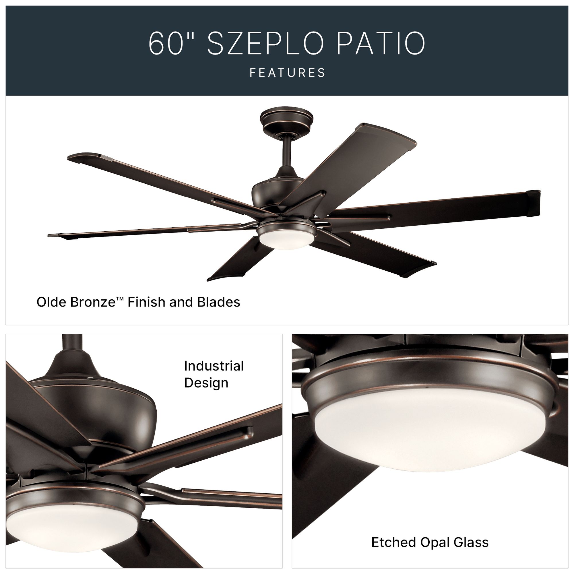 Image 5 60" Kichler Szeplo II Bronze Wet LED Ceiling Fan with Wall Control more views