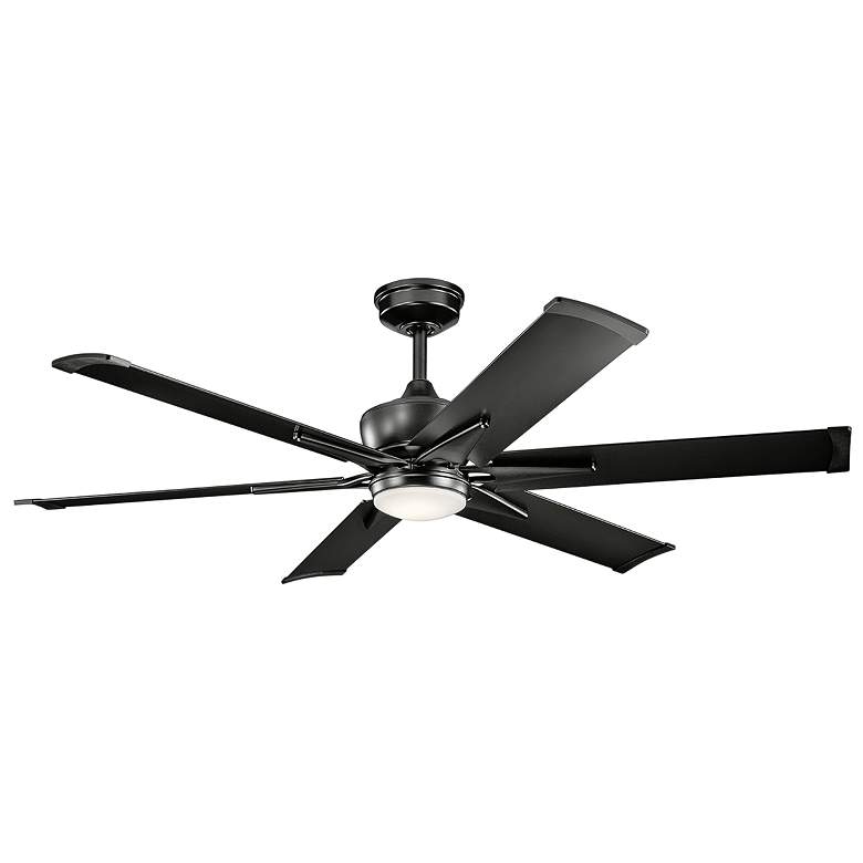 Image 2 60" Kichler Szeplo II Satin Black Wet LED Fan with Wall Control