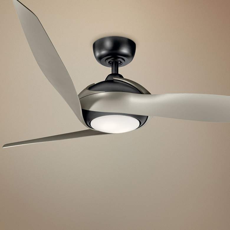Image 1 60 inch Kichler Zenith Satin Black Silver LED Fan with Wall Control