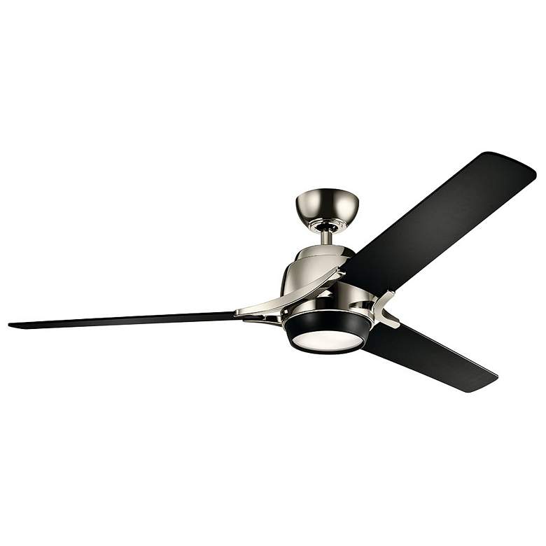 Image 2 60" Kichler Zeus Black and Nickel LED Ceiling Fan with Wall Control