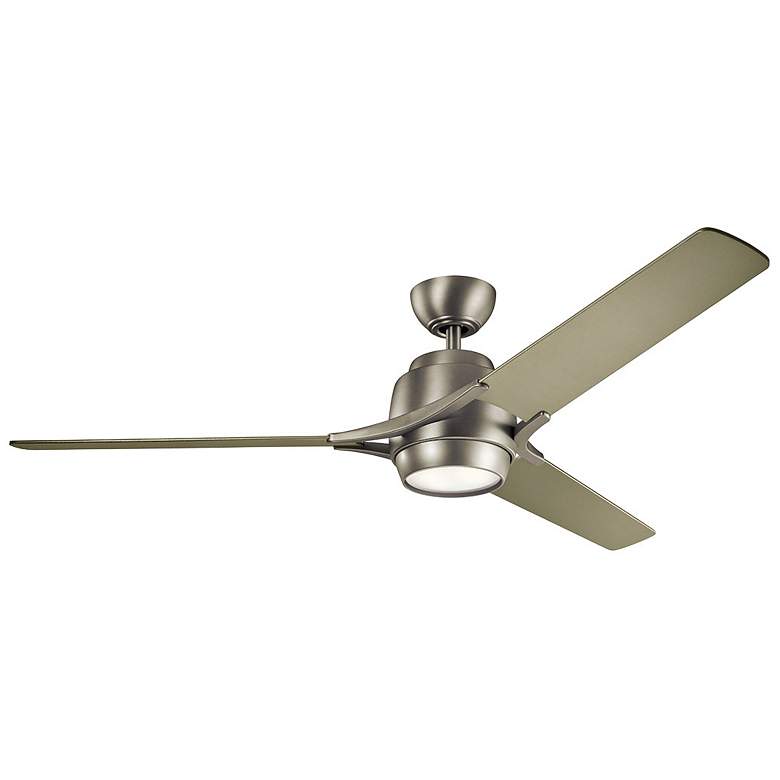 Image 2 60" Kichler Zeus Nickel and Silver LED Ceiling Fan with Wall Control