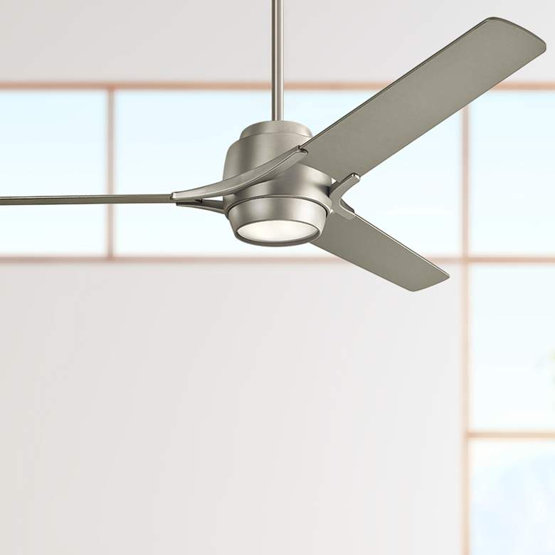 Image 1 60 inch Kichler Zeus Nickel and Silver LED Ceiling Fan with Wall Control