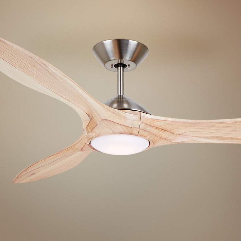 Image 1 60 inch Linberg Eco Brushed Steel - Natural Wood LED Ceiling Fan