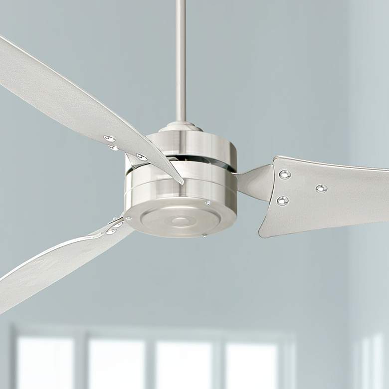 Image 1 60" Loft Brushed Steel Modern Ceiling Fan with Wall Control