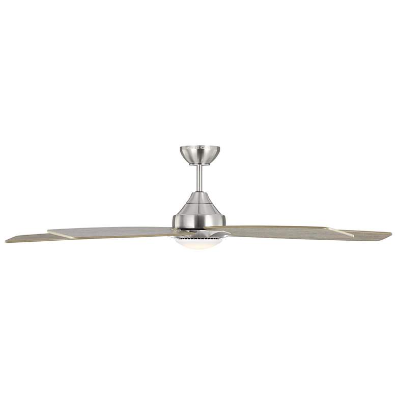 Image 2 60" Lowden Brushed Steel and Weathered Oak LED Ceiling Fan more views