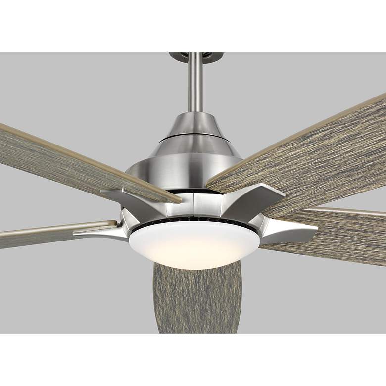 Image 3 60" Lowden Brushed Steel and Weathered Oak LED Ceiling Fan more views