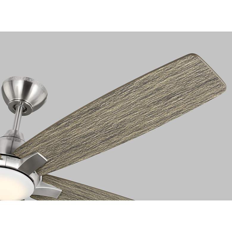 Image 4 60" Lowden Brushed Steel and Weathered Oak LED Ceiling Fan more views