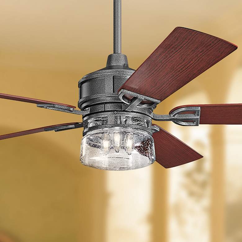 Image 1 60" Lyndon Patio Weathered Steel Outdoor Ceiling Fan