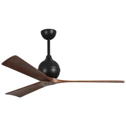 60" Matthews Irene 3 Matte Black and Walnut Remote Ceiling Fan