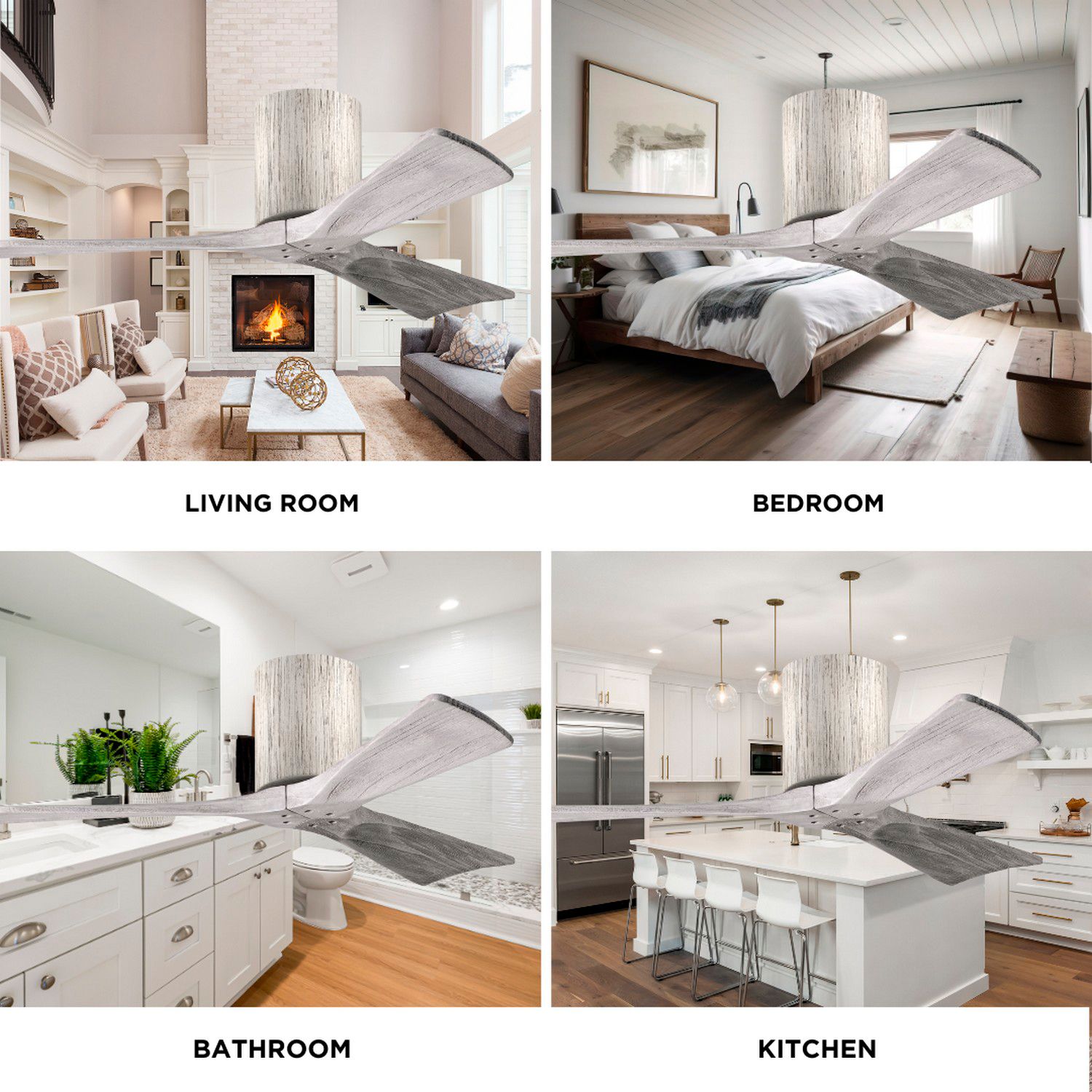 60" Matthews Irene 3H Barnwood Damp Hugger Ceiling Fan with Remote