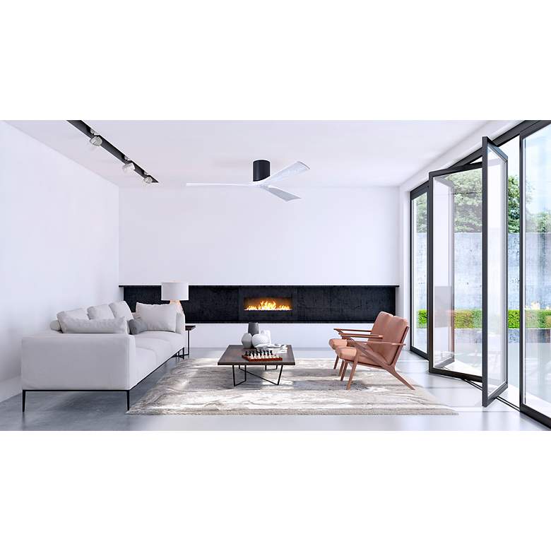 Image 6 60" Matthews Irene 3H Black and White Hugger Ceiling Fan with Remote more views