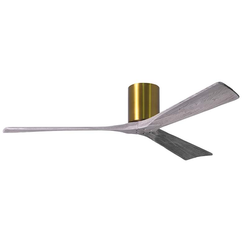 Image 1 60 inch Matthews Irene 3H Brass Barnwood Hugger Ceiling Fan with Remote