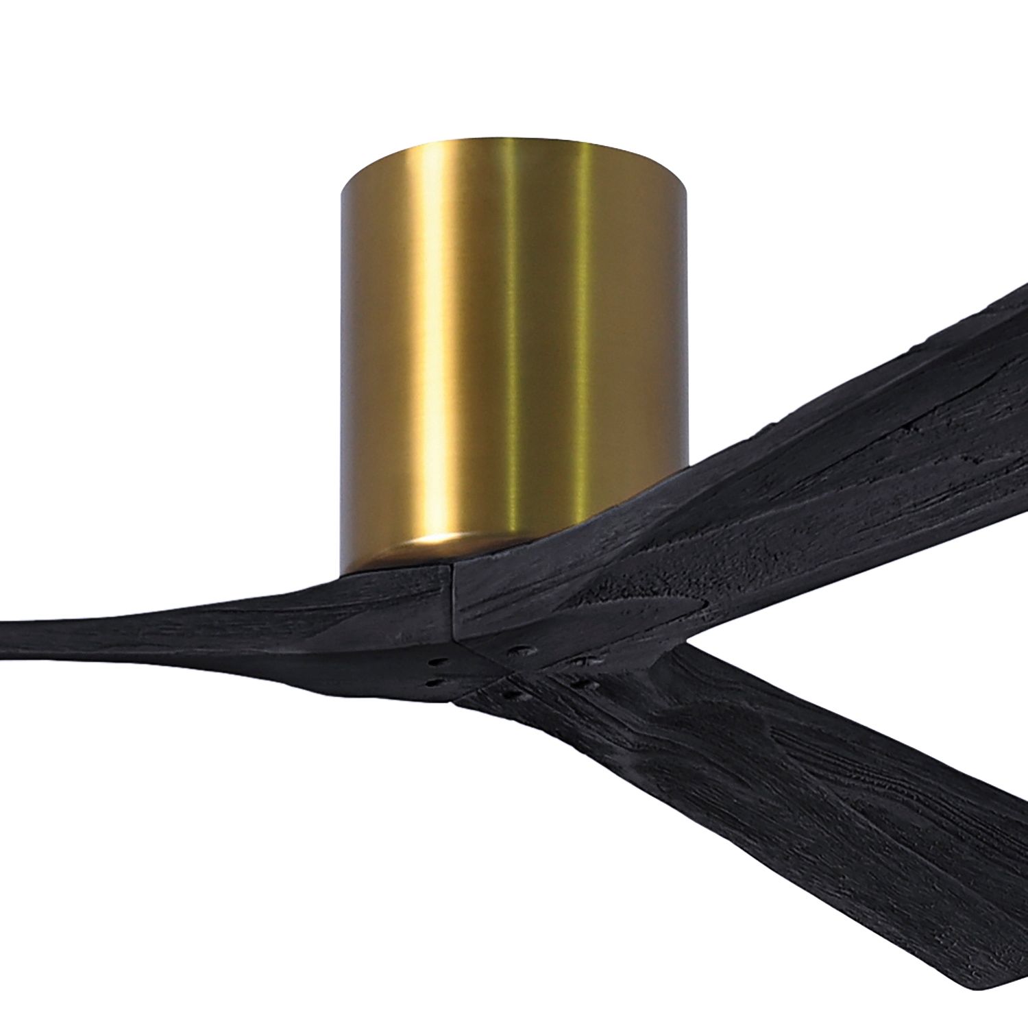 Image 2 60" Matthews Irene 3H Brass Matte Black Hugger Ceiling Fan with Remote more views