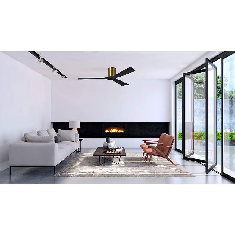 Image 6 60" Matthews Irene 3H Brass Matte Black Hugger Ceiling Fan with Remote more views