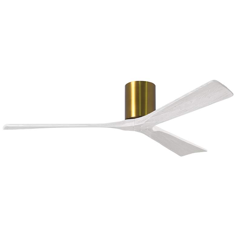 Image 1 60" Matthews Irene 3H Brass Matte White Hugger Ceiling Fan with Remote