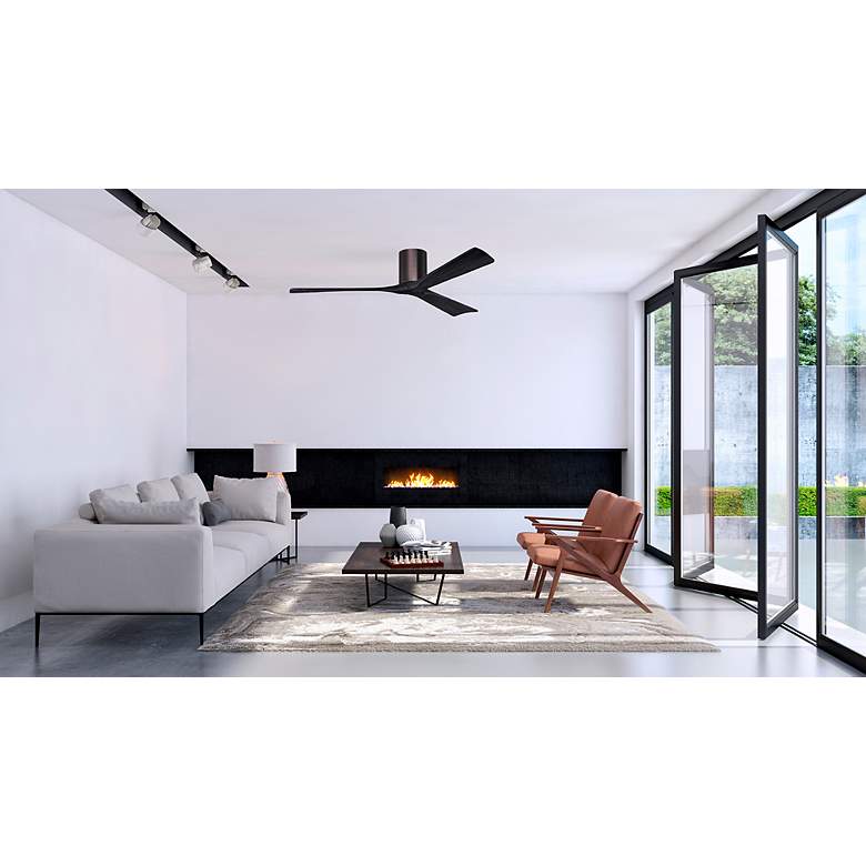 Image 6 60" Matthews Irene 3H Bronze and Black Hugger Ceiling Fan with Remote more views