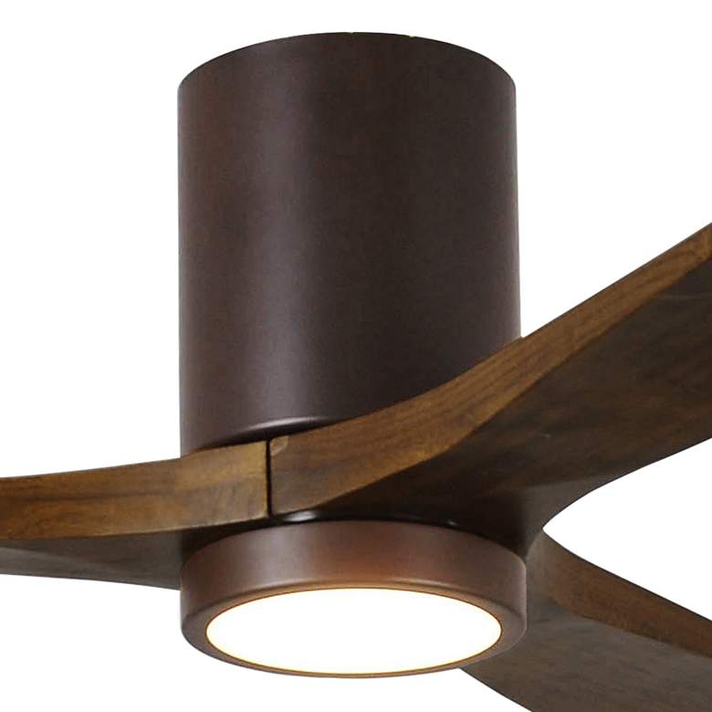 Image 2 60" Matthews Irene 3H Bronze and Walnut Remote Hugger LED Ceiling Fan more views
