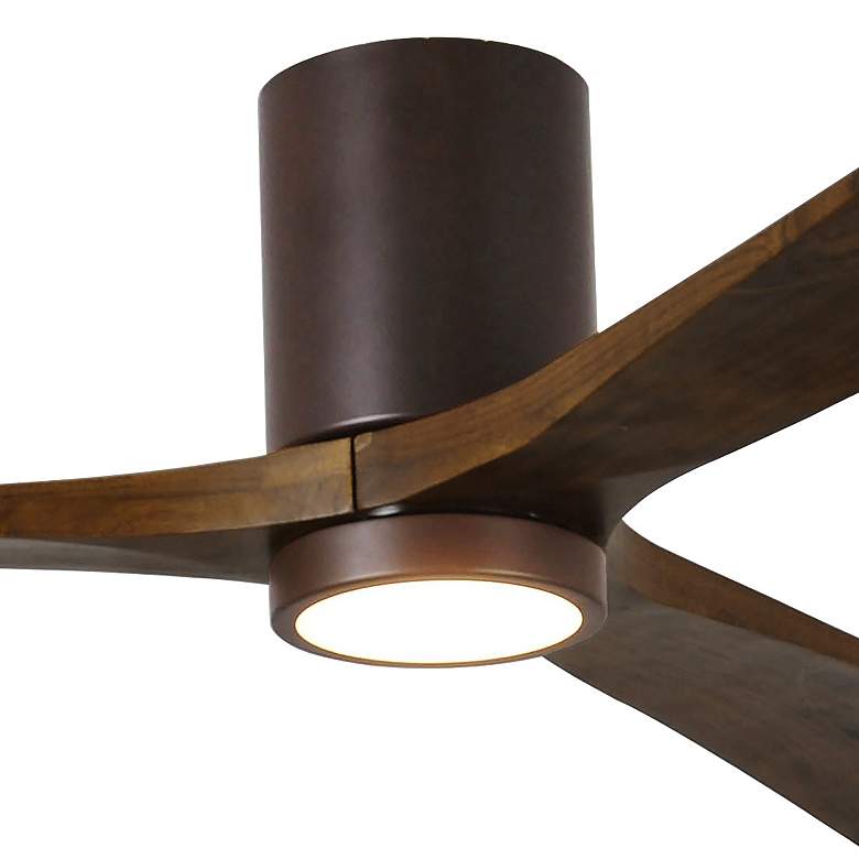 Image 5 60" Matthews Irene 3H Bronze and Walnut Remote Hugger LED Ceiling Fan more views