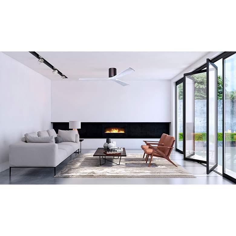 Image 6 60" Matthews Irene 3H Bronze White Hugger Ceiling Fan with Remote more views