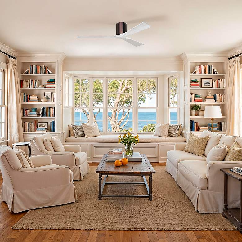 Image 7 60" Matthews Irene 3H Bronze White Hugger Ceiling Fan with Remote more views