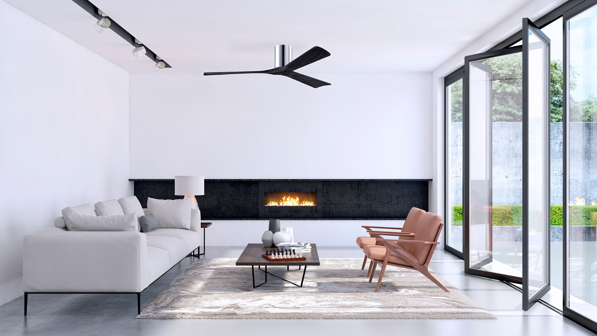 Image 6 60" Matthews Irene 3H Chrome Matte Black Hugger Fan with Remote more views