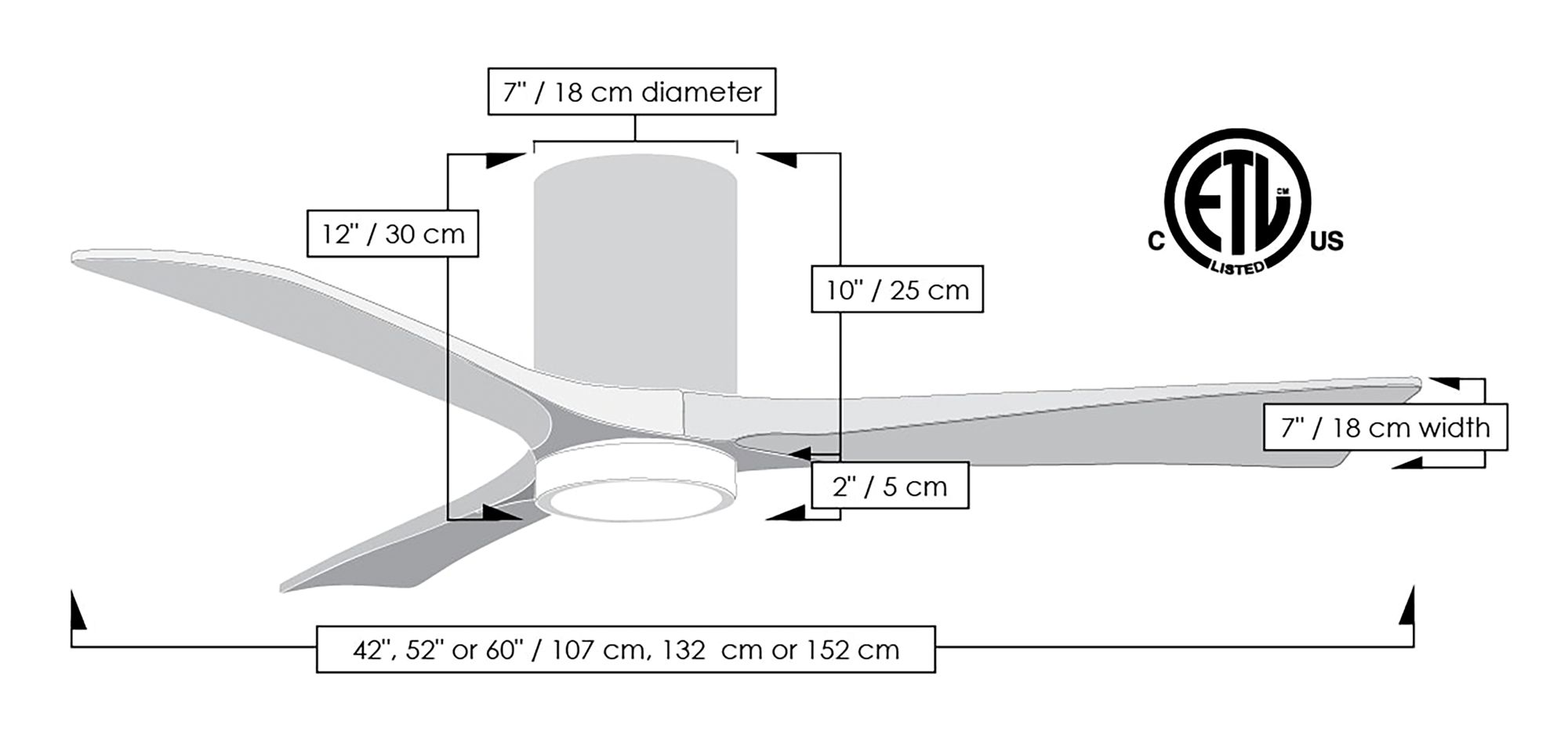 60" Matthews Irene 3H Gloss White Remote Hugger LED Ceiling Fan
