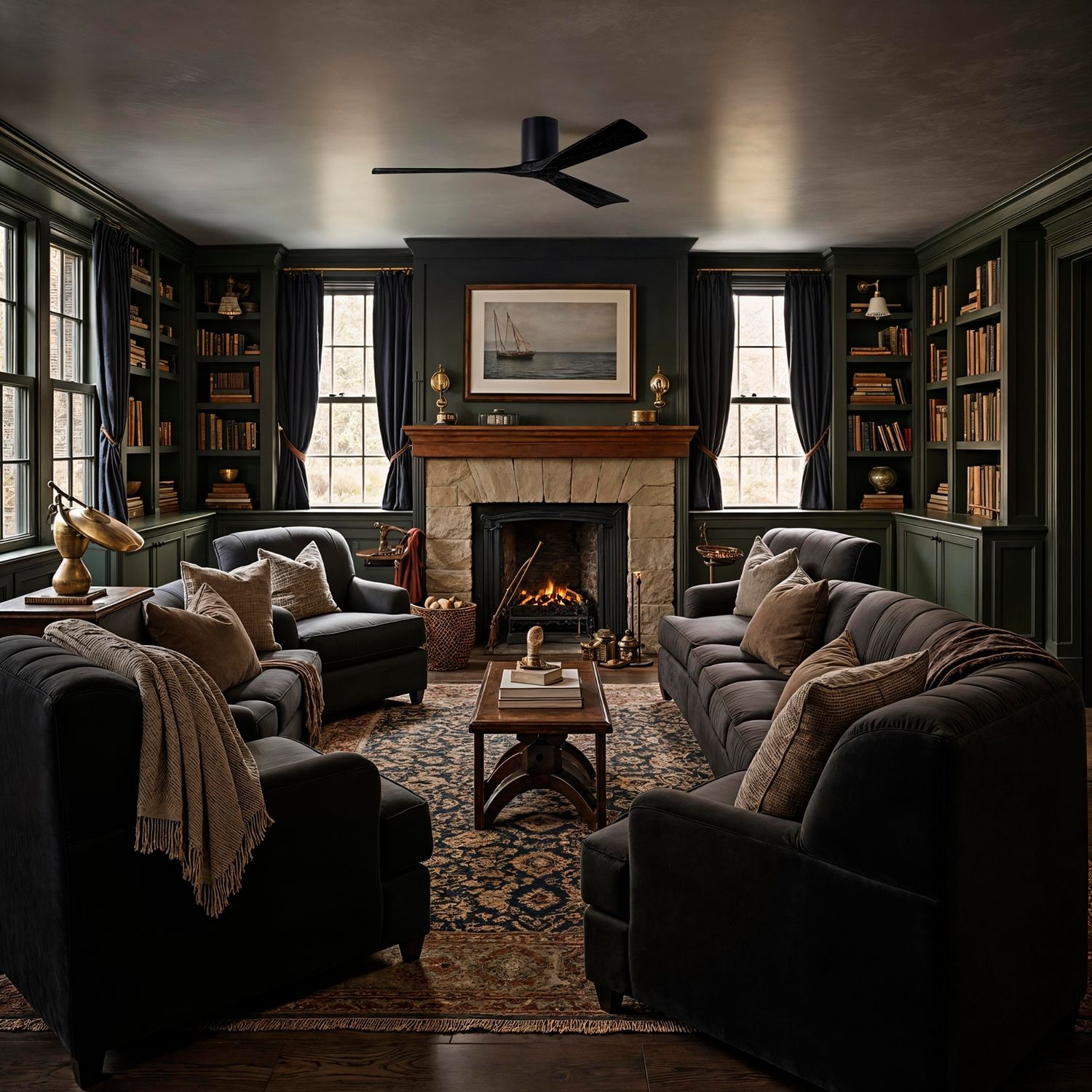 Image 7 60" Matthews Irene 3H Matte Black Remote Hugger Ceiling Fan more views