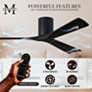 60" Matthews Irene 3H Matte Black Remote Hugger Ceiling Fan