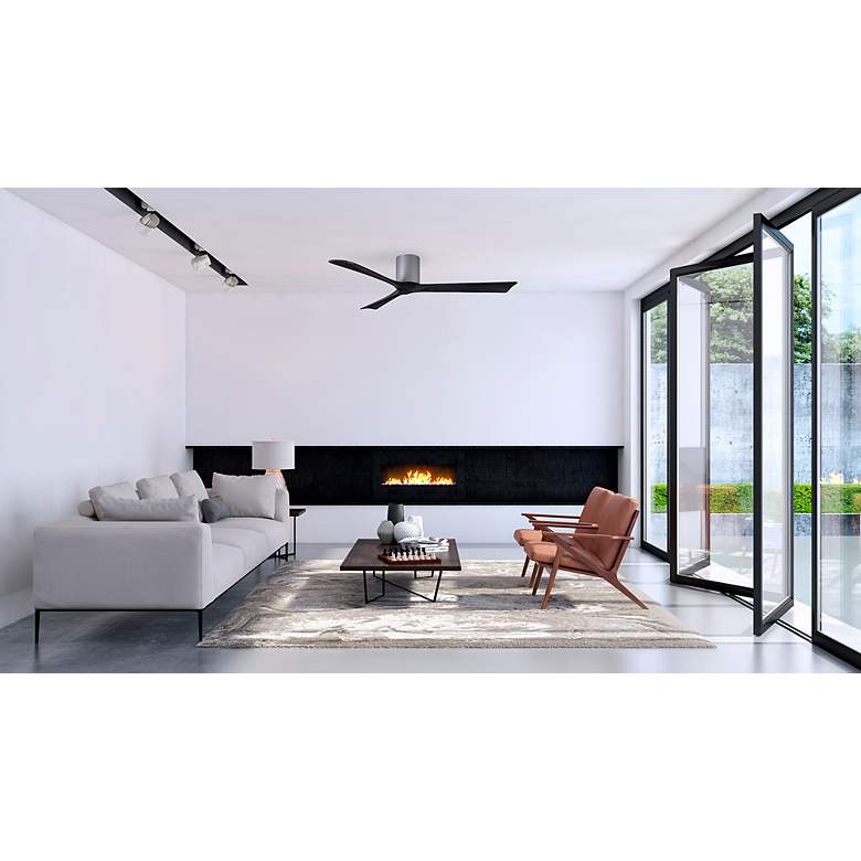 Image 6 60" Matthews Irene 3H Nickel and Black Remote Hugger Ceiling Fan more views