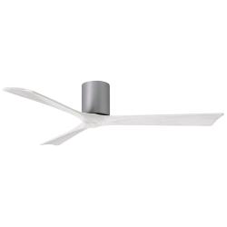 60" Matthews Irene 3H Nickel and White Hugger Ceiling Fan with Remote