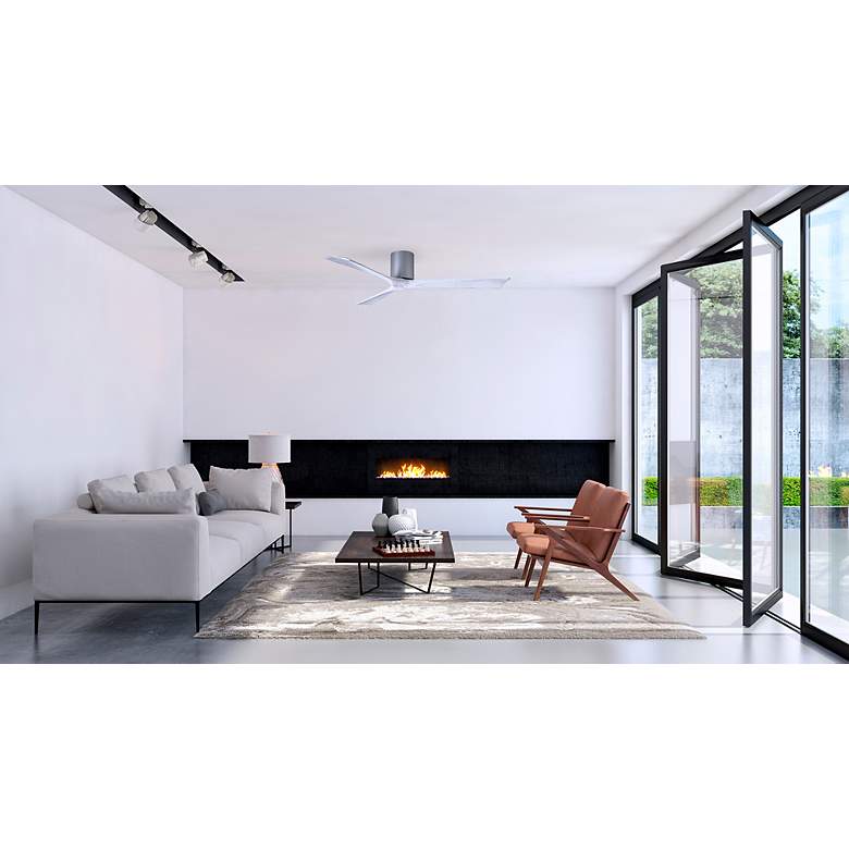Image 6 60" Matthews Irene 3H Nickel and White Hugger Ceiling Fan with Remote more views