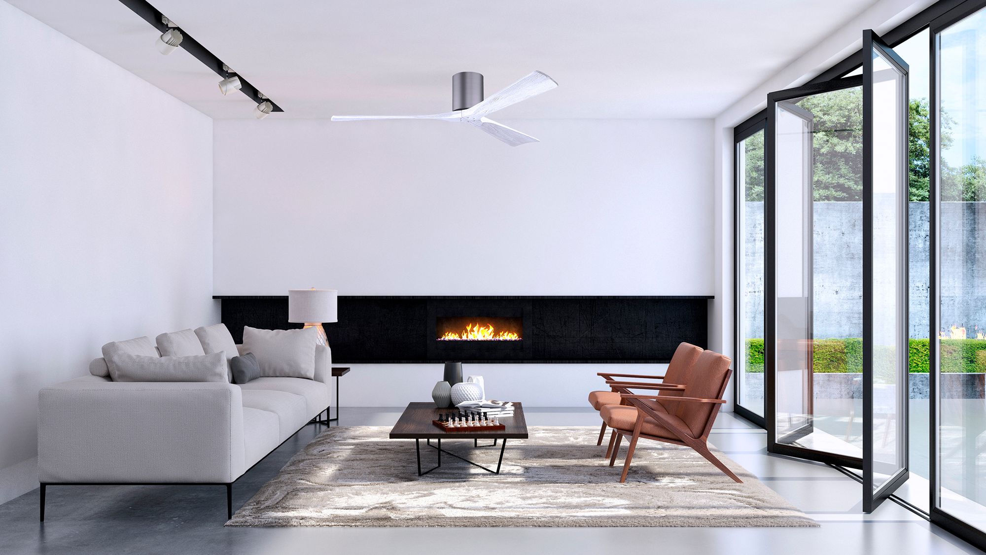 Image 6 60" Matthews Irene 3H Pewter and White Hugger Ceiling Fan with Remote more views