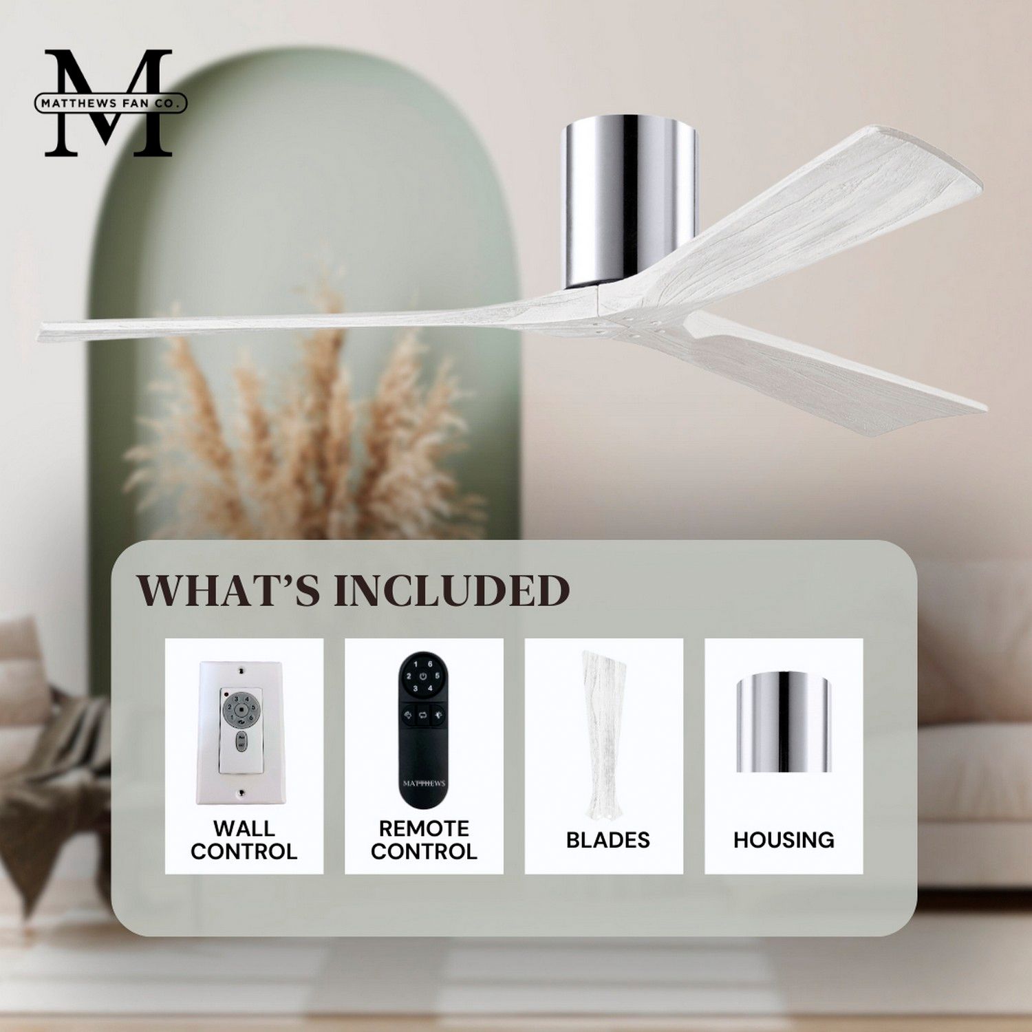 60" Matthews Irene 3H Polished Chrome Hugger Ceiling Fan with Remote