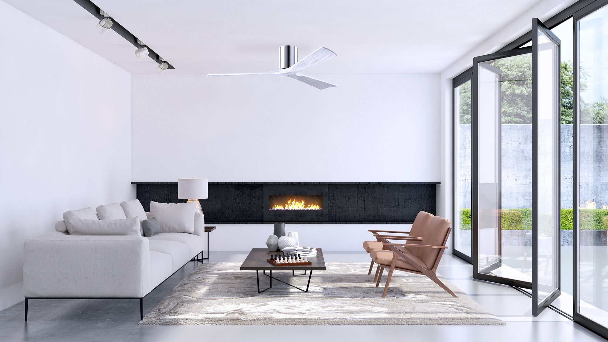 Image 6 60" Matthews Irene 3H Polished Chrome Hugger Ceiling Fan with Remote more views