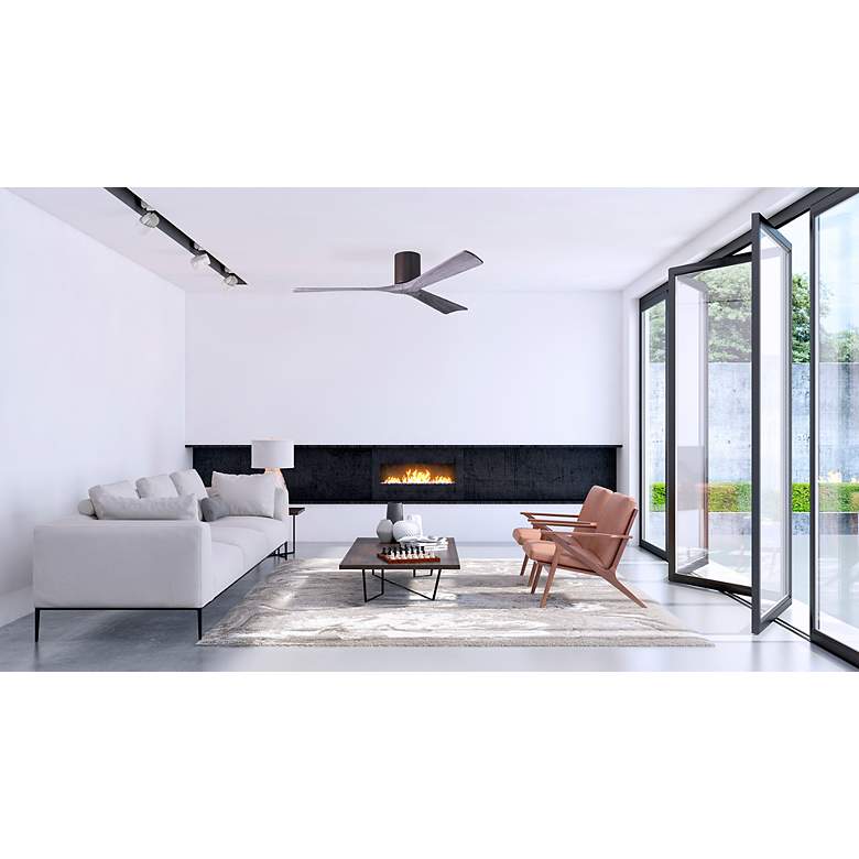 Image 4 60" Matthews Irene 3H Textured Bronze Hugger Ceiling Fan with Remote more views