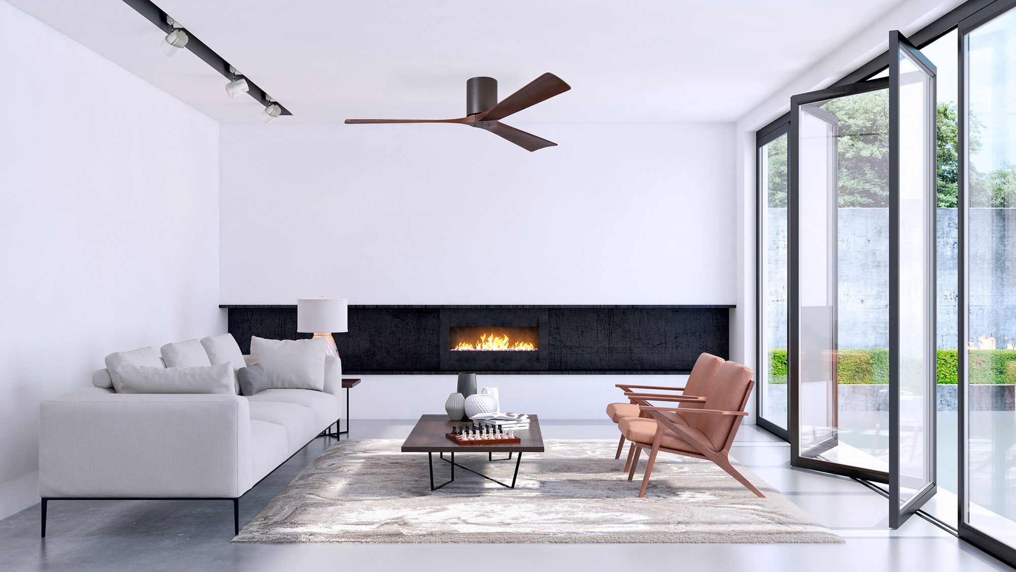 Image 6 60" Matthews Irene-3H Walnut Bronze Damp Hugger Fan with Remote more views