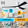 60" Matthews Irene 3H White and Black Remote Hugger LED Ceiling Fan