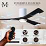 60" Matthews Irene 3H White and Black Remote Hugger LED Ceiling Fan