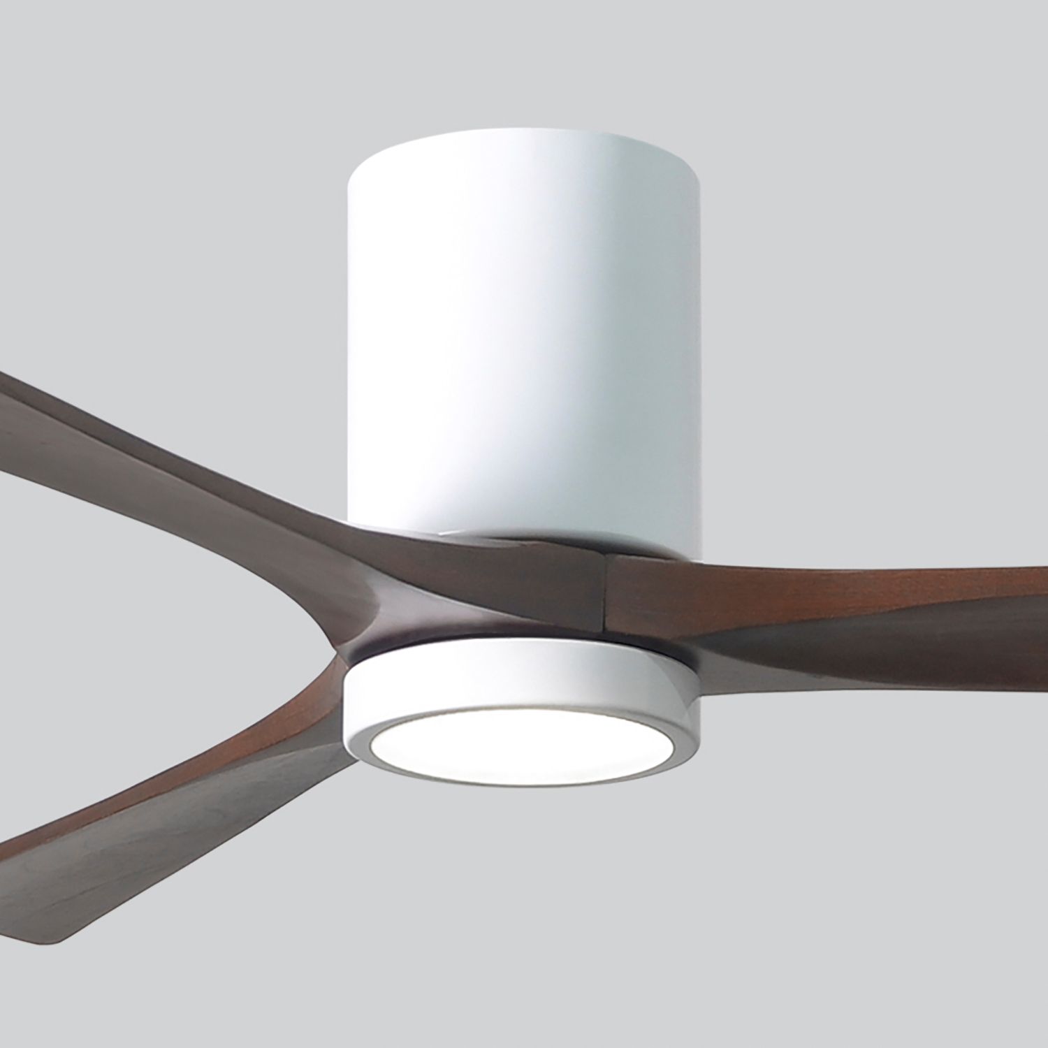 60" Matthews Irene 3H White Walnut Hugger LED Ceiling Fan with Remote