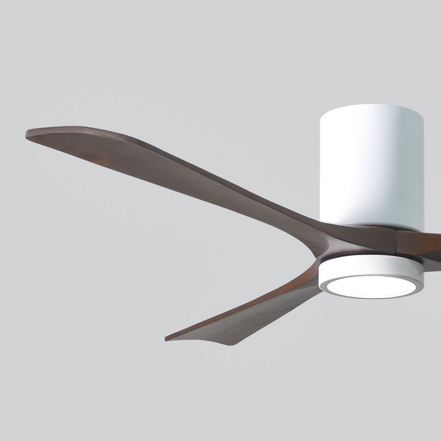 60" Matthews Irene 3H White Walnut Hugger LED Ceiling Fan with Remote