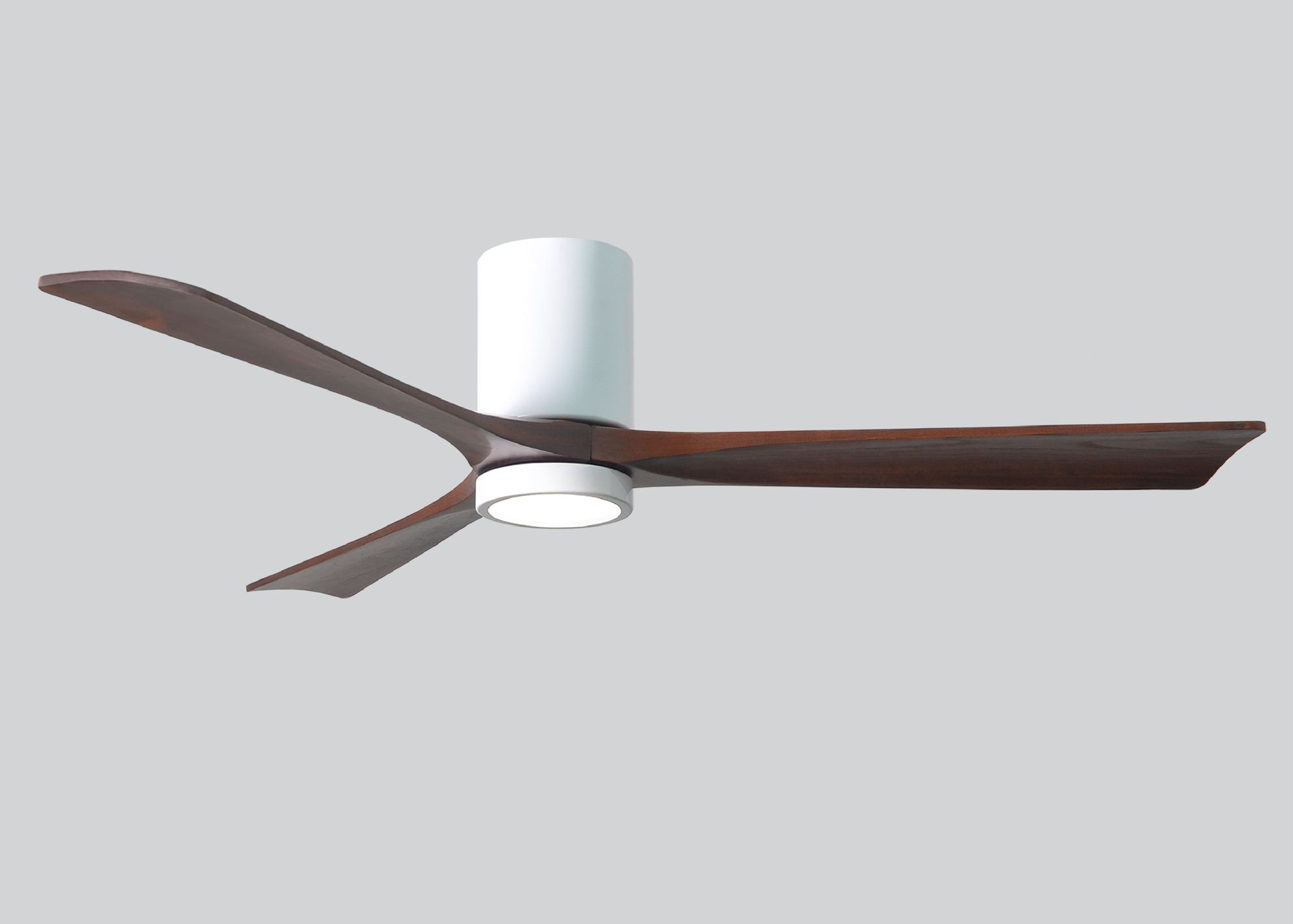 60" Matthews Irene 3H White Walnut Hugger LED Ceiling Fan with Remote