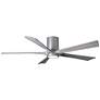 60" Matthews Irene-5 Brushed Nickel Damp Rated Hugger Fan with Remote