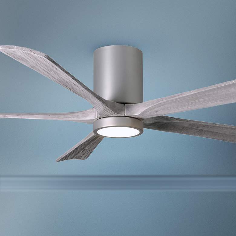Image 1 60" Matthews Irene-5 Brushed Nickel Damp Rated Hugger Fan with Remote